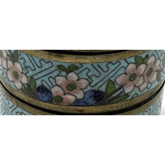 Antique 19th Century Chinese Cloisonné Stacking Box, Late Qing Dynasty, Blue Enamel, Scholar Accessory For Sale - Image 11 of 15