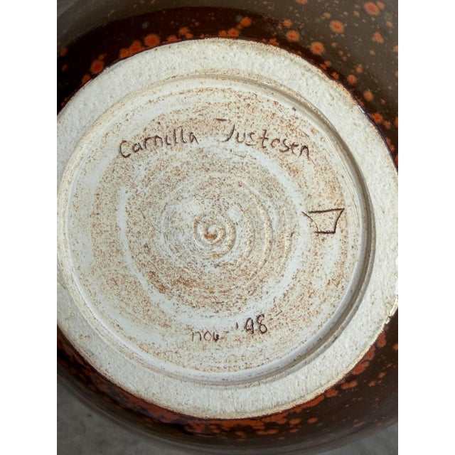 Camilla Justesen Danish Modern Brown Ceramic Bowl For Sale - Image 4 of 9