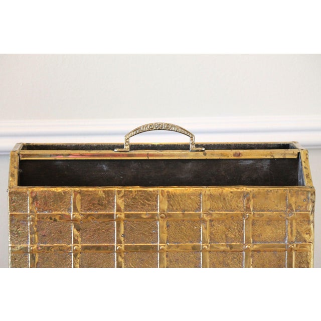 1970s Vintage Brass and Wood Magazine Rack For Sale - Image 5 of 10