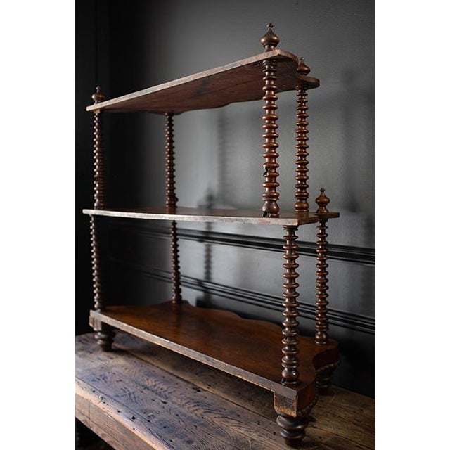 Antique Victorian Spool Turned Etagere, Tabletop Display Shelf With Serpentine Front For Sale - Image 13 of 17