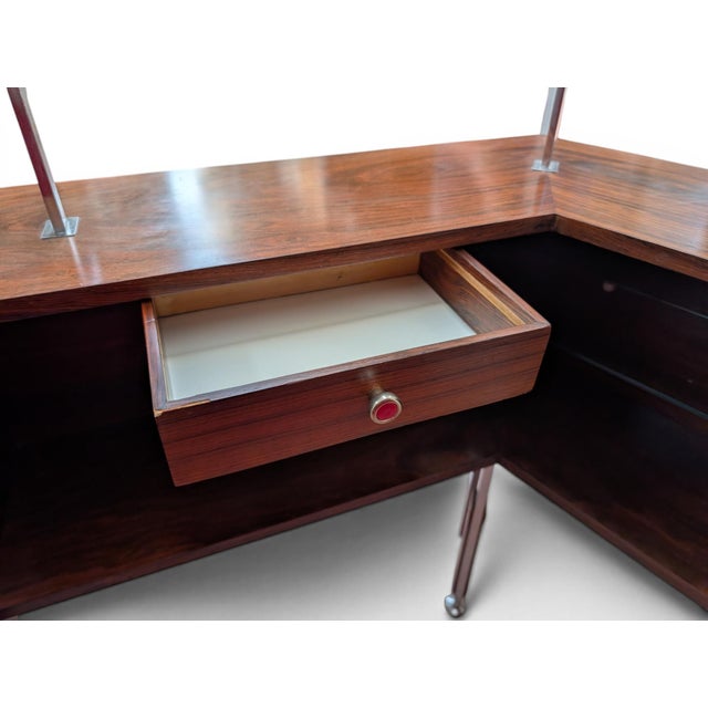 Wood Vintage Space Age Rosewood and Red Lounge Bar, 1970s, Set of 4 For Sale - Image 7 of 18