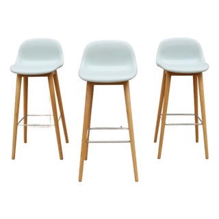 Danish Modern Iskos-Berlin for Muuto Fiber Bar Stools Oak Wood Base - Set of 3 For Sale