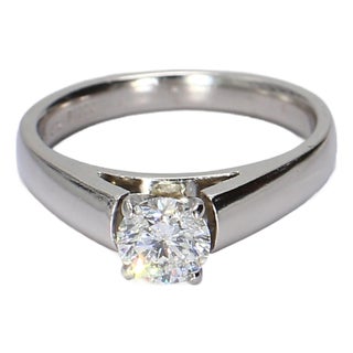 Platinum Cathedral-Style Solitaire Ring - Size 5.75 For Sale
