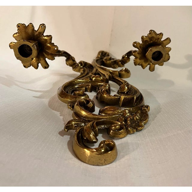 Gold Vintage Mid-Century Hollywood Regency Baroque Style Candle Sconce For Sale - Image 8 of 10