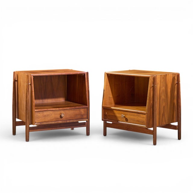 Mid-Century Modern Kipp Stewart for Drexel Declaration Mid Century Walnut Floating Nightstand For Sale - Image 3 of 11