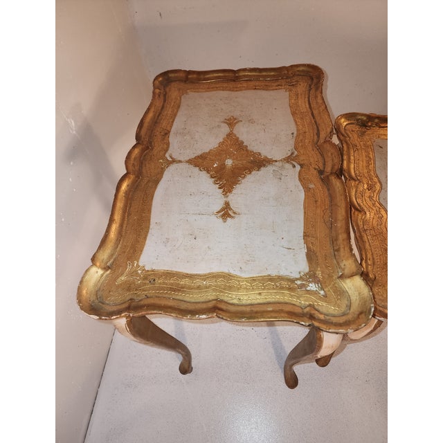 1960s Italian Florentine Gilded Nesting Table Set For Sale In Denver - Image 6 of 8