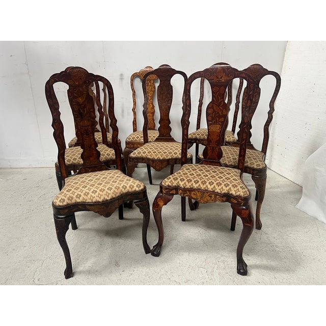 Antique Dutch Chairs in Marquetry Wood, 1800s, Set of 8 For Sale - Image 13 of 18