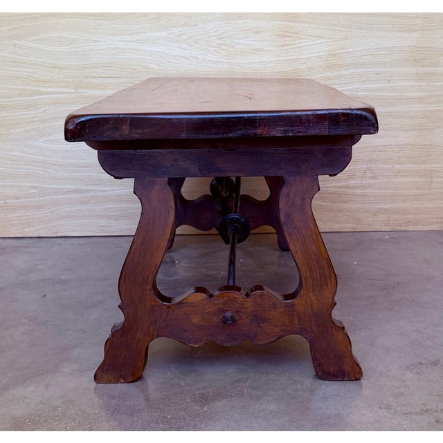 Early 20th Century Spanish rectangular coffee table with lyre Legs For Sale - Image 14 of 18