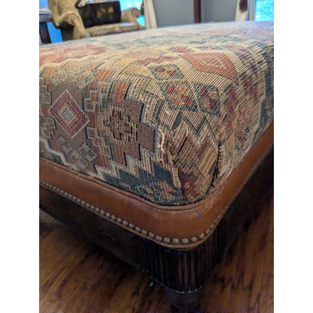 2004 Hancock & Moore Kilim & Leather Storage Ottoman With Drawers For Sale In Houston - Image 6 of 10