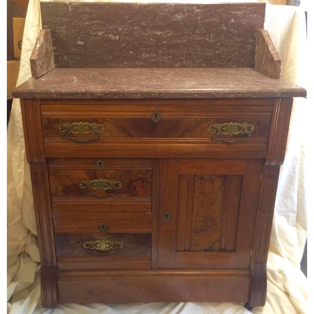 Antique Victorian Eastlake Marble Topped Washstand Chairish