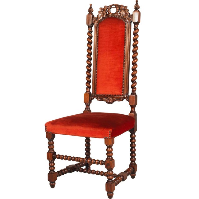 19th Century Italian Hand Carved Walnut Hall Chairs attributed to Cadorin, Set of 2 For Sale - Image 3 of 9