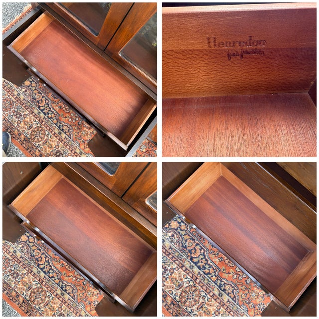 Vintage Henredon Fine Furniture Mid Century Modern Oak 8 Door Lighted Bar Cabinet or China Cabinet For Sale - Image 11 of 18