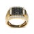 Embrace the allure of contrast with this remarkable men's cluster ring. Plated in 14K yellow gold, the .925 sterling...