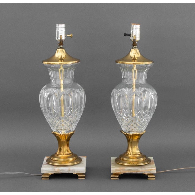 Waterford Crystal Vases Mounted as Lamps, Pair For Sale - Image 9 of 9