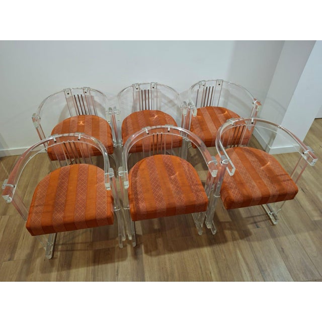 Vintage Acrylic and Chrome Chairs, Italy, 1970s, Set of 6 For Sale - Image 10 of 18
