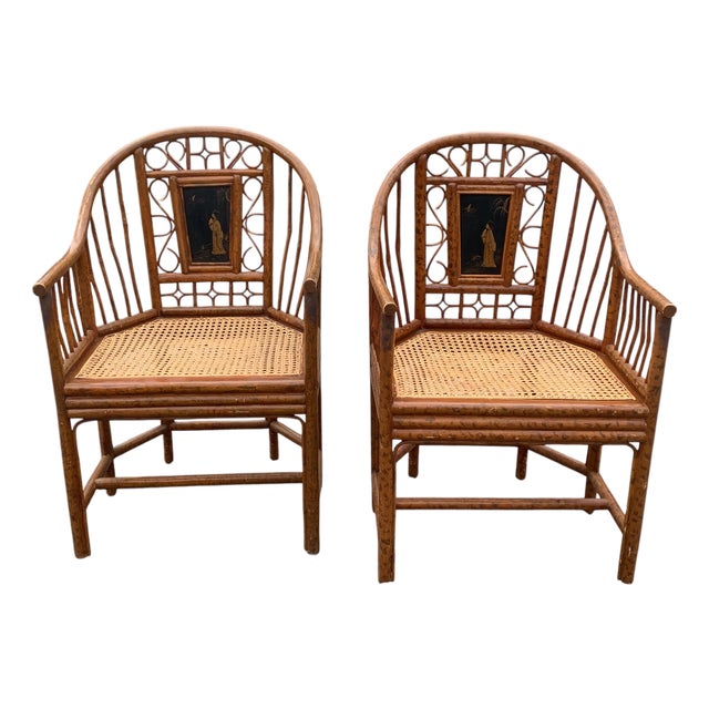 Brighton Pavilion Faux Bamboo Chairs, Set of 2 For Sale