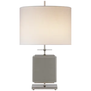 Kate Spade New York for Visual Comfort Signature Beekman Small Table Lamp in Grey Reverse Painted Glass with Cream Linen Shade