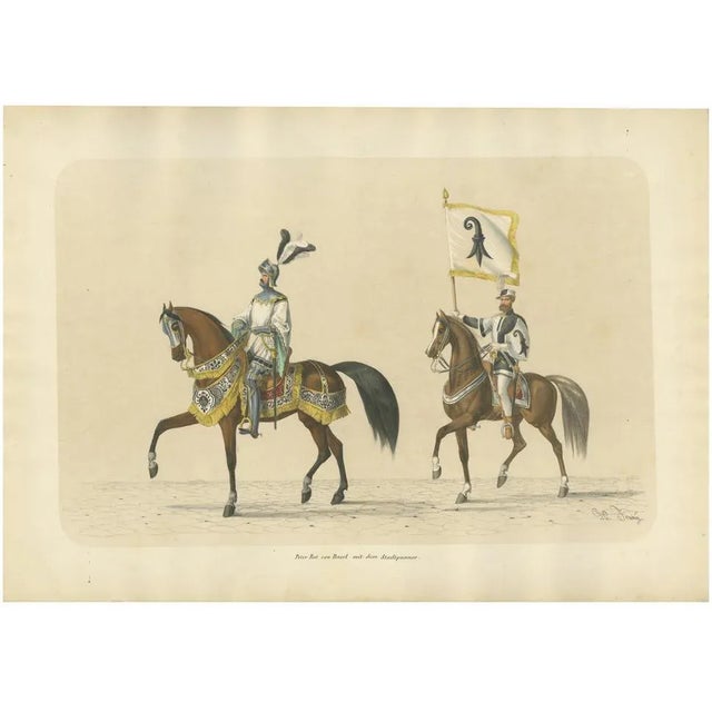 Heinrich Jenny, Grand Basel Procession of Peter Rot and the Proud Banner of the City, 1855, Print For Sale - Image 10 of 10