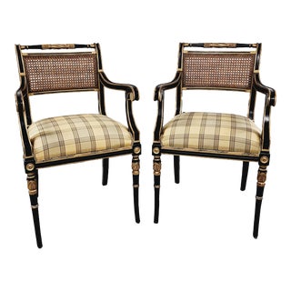 English Regency Style Cane Back Armchairs-A Pair For Sale