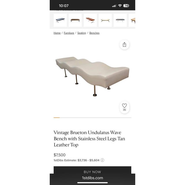 Brueton Gorgeous Large Contemporary Brueton Red Leather Bench With Mirror Base For Sale - Image 4 of 6