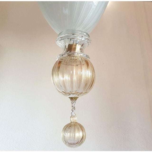 White Murano Glass Neoclassical Lantern 1960s For Sale - Image 9 of 11