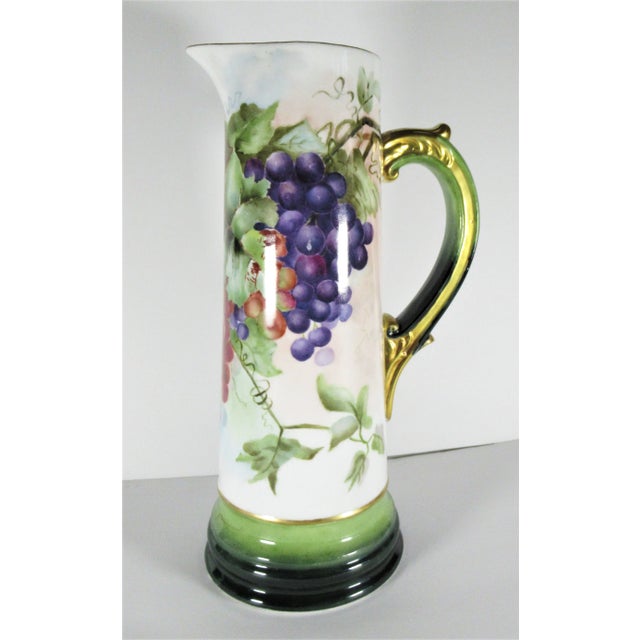 Ceramic Antique Large Vienna Austria Hand-Painted Grape Tankard/Pitcher For Sale - Image 7 of 7