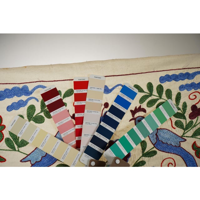 Decorative Suzani Embroidered Cotton Cloth For Sale - Image 9 of 9