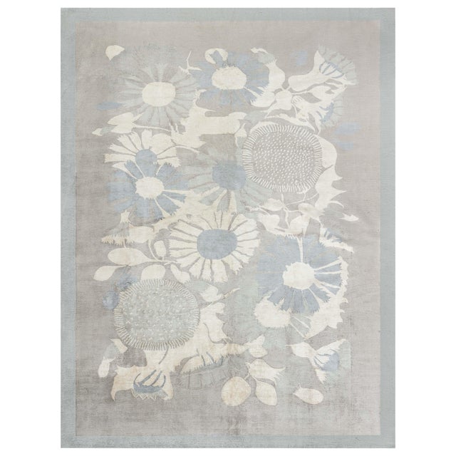 Modern Tibetan 'Lily Design II' Silk Rug by Doris Leslie Blau For Sale