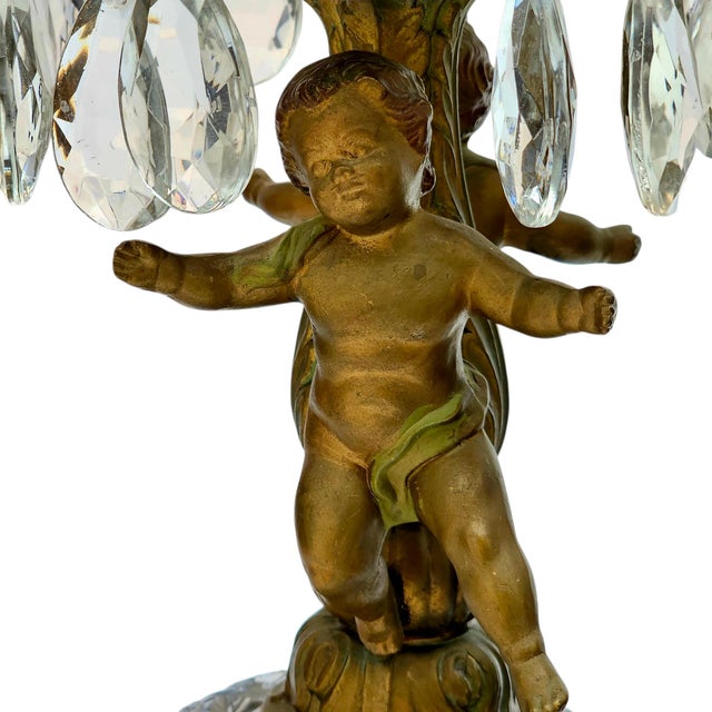 Loevsky & Loevsky Crystal Cherub Table Lamp in Gilt Bronze, 19.5", Hollywood Regency For Sale - Image 15 of 18