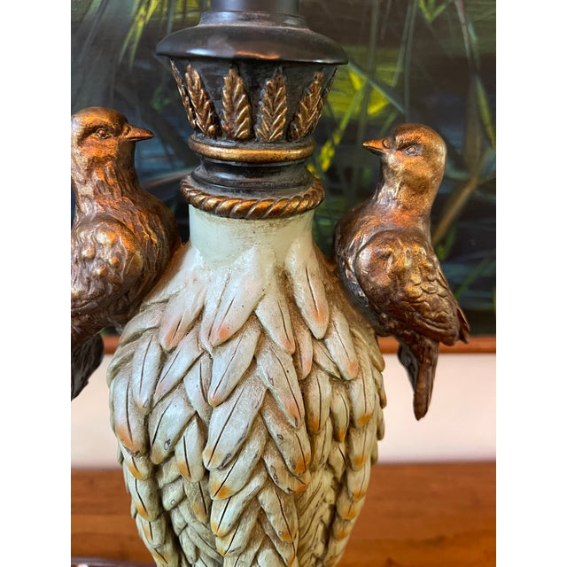 Neoclassical Vintage Neoclassical Sculptural Table Lamp With Birds and Feathered Detail For Sale - Image 3 of 12