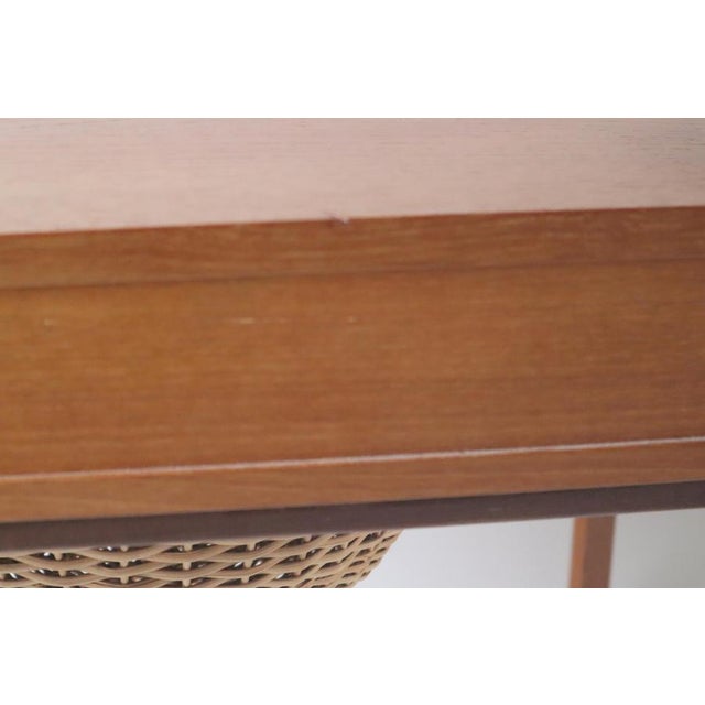 Sewing Side Table with Rattan Basket, Denmark, 1950s For Sale - Image 11 of 13