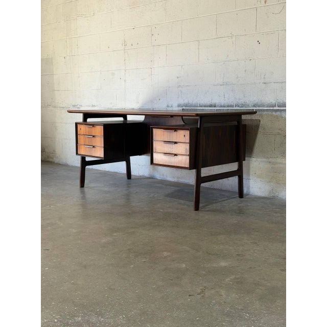 1960s In Style of Gunni Omann for Omann Jun Model 75 Rosewood Executive Desk Danish Mid-Century Modern 1960s For Sale - Image 5 of 11