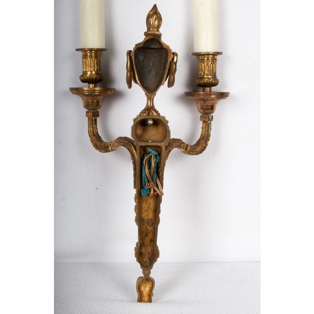 Traditional Patinated Bronze Two-Light Classical Sconce For Sale - Image 3 of 10