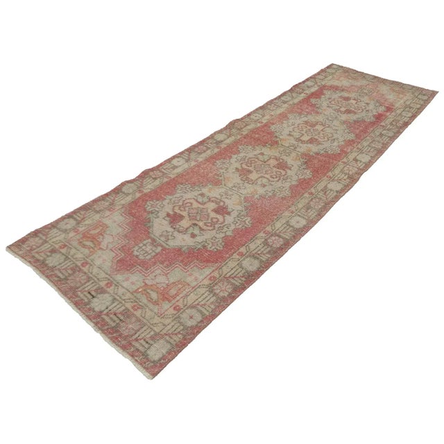 Mid-Century Modern Vintage Distressed Turkish Runner- 3′ × 9′ For Sale - Image 3 of 7