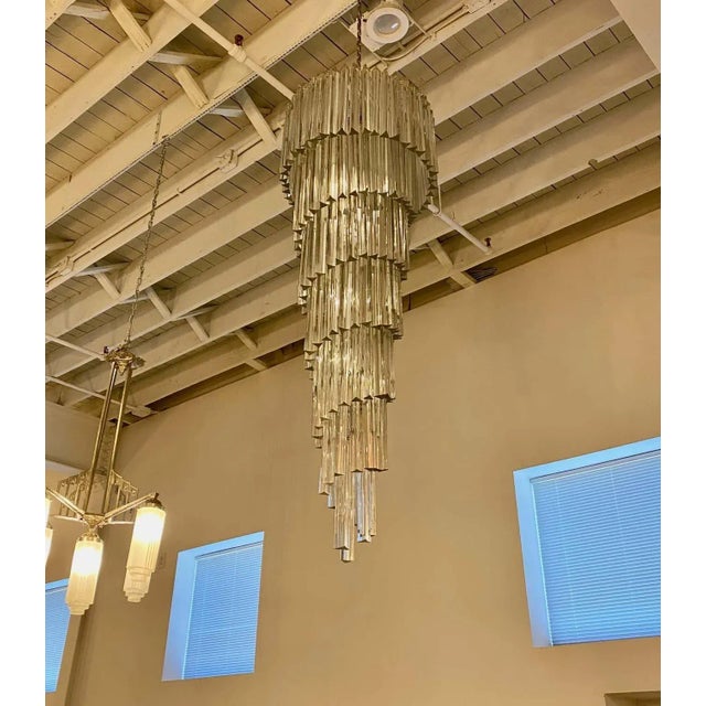 Italian Mid-Century Spiral Glass Chandelier For Sale - Image 4 of 10
