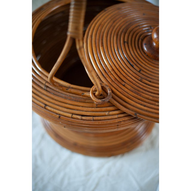 Brown Decorative Rattan Basket from Vivai del Sud, Italy, 1960s For Sale - Image 8 of 12