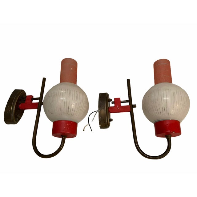 Vintage Red Glass Sconces by Stilnovo, 1950s, Set of 2 For Sale - Image 10 of 10