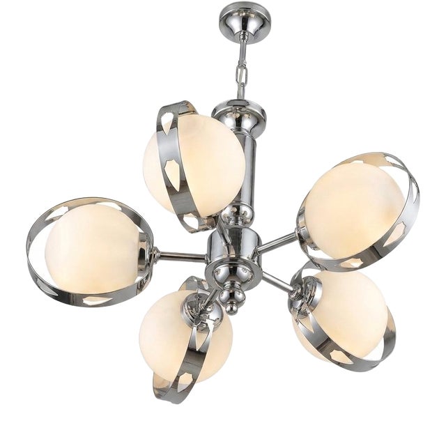 Chrome-Plated Glass Chandelier, 1970s For Sale