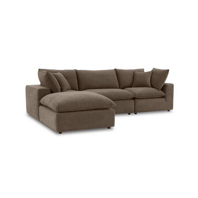 Boho Chic Cali 4-Piece Chocolate Brown Performance Velvet Sectional For Sale - Image 3 of 7