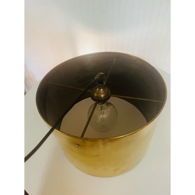 Metal 1960s Mid Century Modern Brass Drum Ceiling Light For Sale - Image 7 of 11