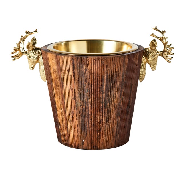 Contemporary Wine Cooler with Brass Stags Head For Sale - Image 3 of 3