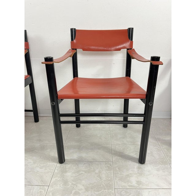 Mid-Century Ibisco Leather Armchairs, Italy, 1960s, Set of 4 For Sale - Image 10 of 14