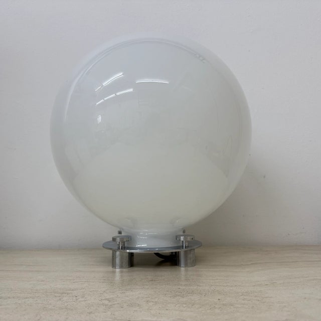Mid-Century Modern Glass and Chrome Model 752 Table Lamp attributed to Martinelli Luce, Italy, 1970s For Sale - Image 3 of 18