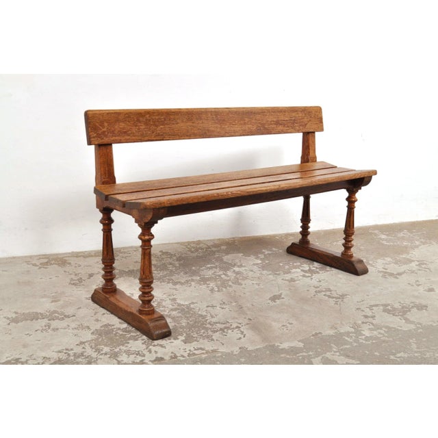 Antique Oak Bench, 1900s For Sale - Image 4 of 12