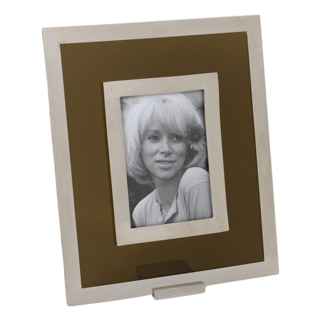 Mid-Century Modernist Lucite and Metal Picture Frame, 1970s For Sale