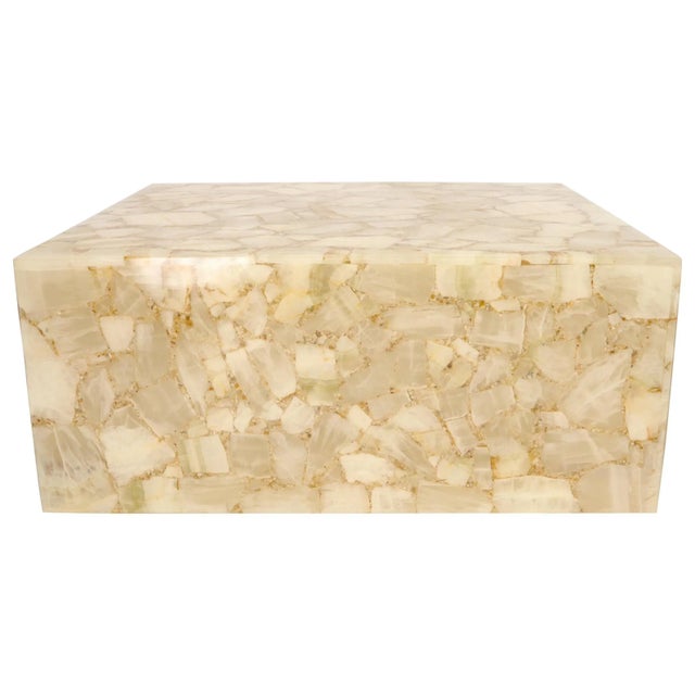 Onyx and Resin Square Cube Shape Mid-Century Modern Coffee Table For Sale - Image 9 of 9