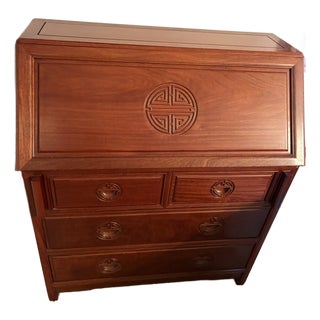 Mid 20th Century George Zee & Co. Solid Kiln-Dried Rosewood Secretary Desk For Sale