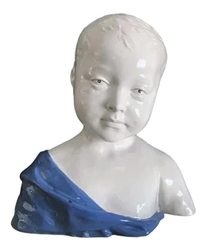 19th Century Glazed Ceramic Bust of a Boy by Cantagalli, Florence, Italy