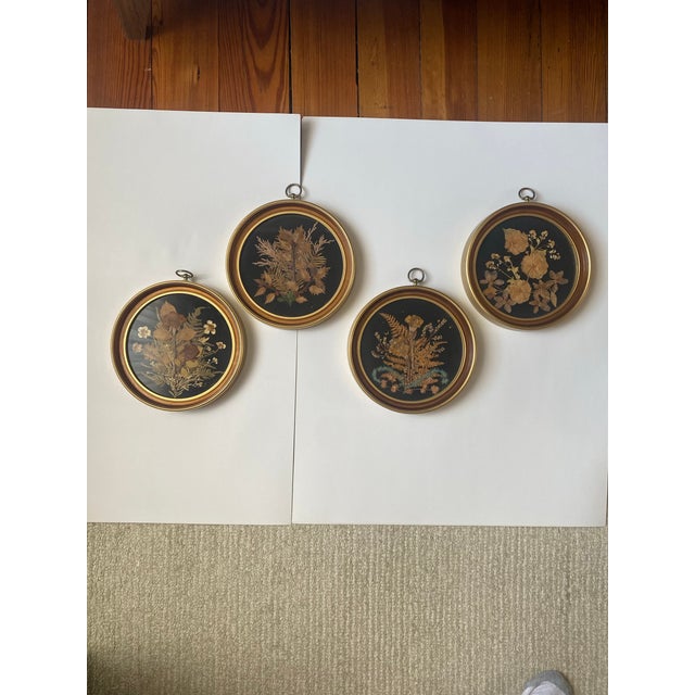 Set of 4 Framed Pressed Flower Art/Wall Decor Condition: great ore-owned.