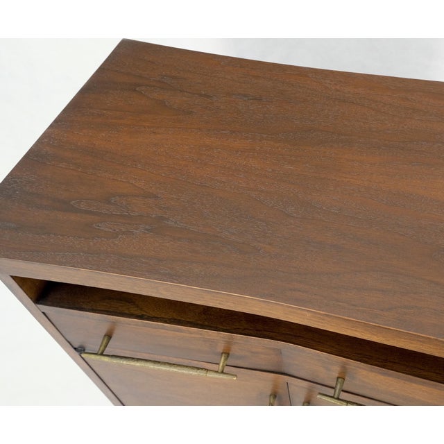 Pair of Walnut Solid Brass Pulls Mid-Century Modern Nightstands Cabinets MINT! For Sale - Image 9 of 13